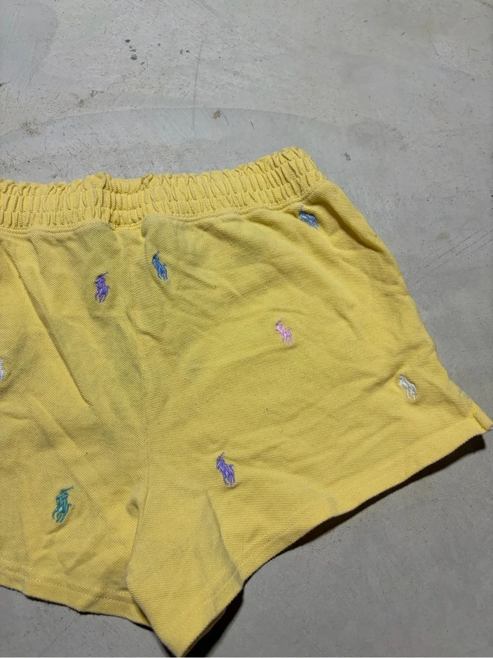 Polo Ralph Lauren Yellow Embroidered Polo Logo Shorts large 12-14